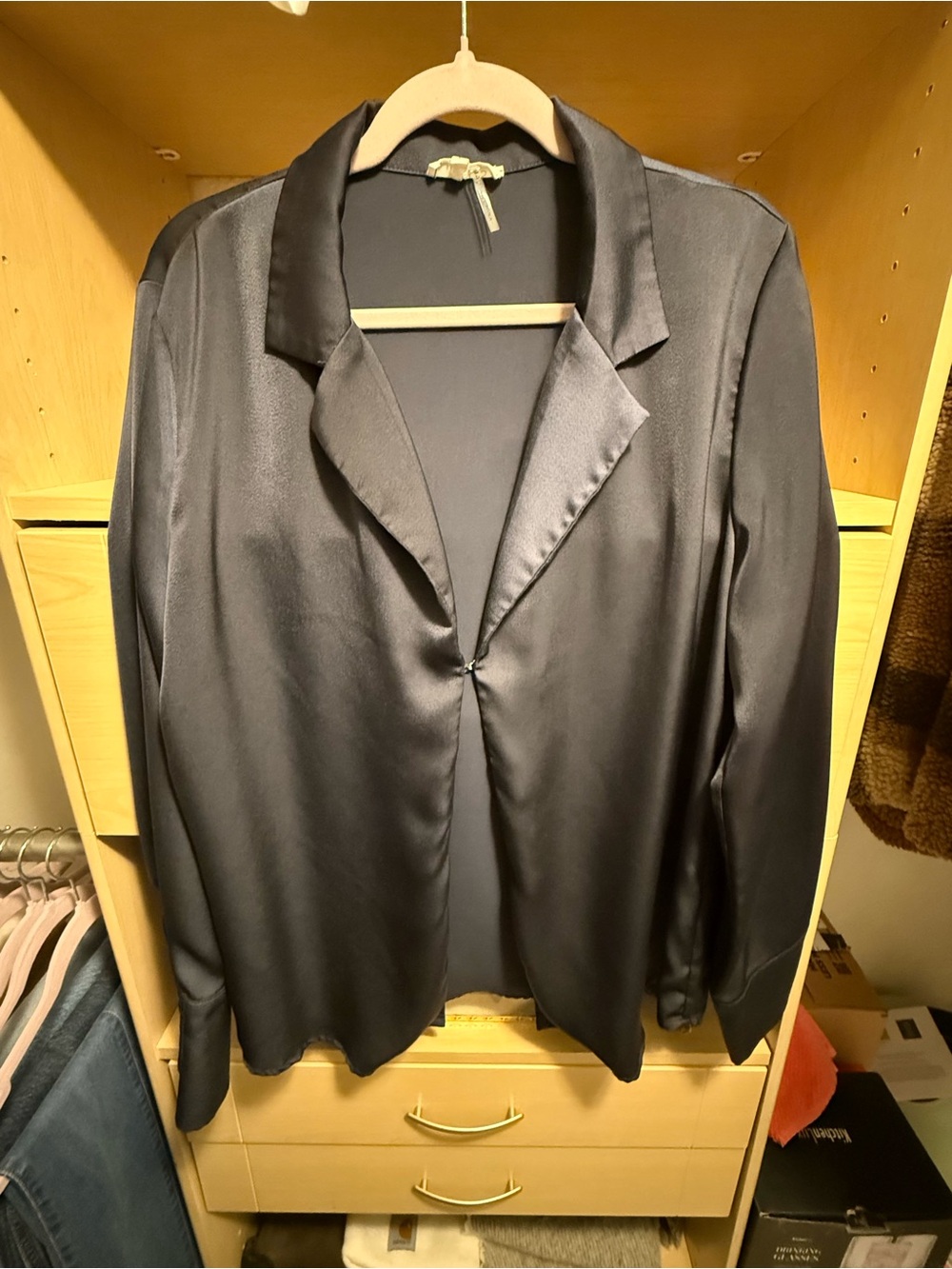 Satin Navy Blue Women's Blouse